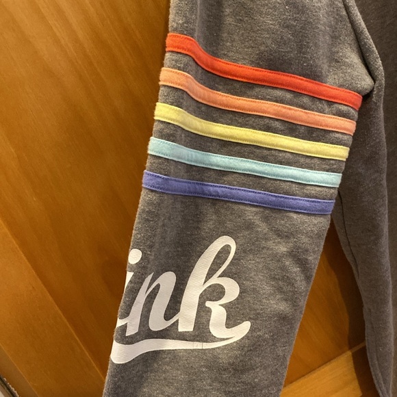 Brand New PINK Oversized Zip Up Hoodie Jacket in Gray Size Large - Picture 3 of 10